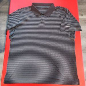 Columbia athletic polo shirt grey striped men's size XL